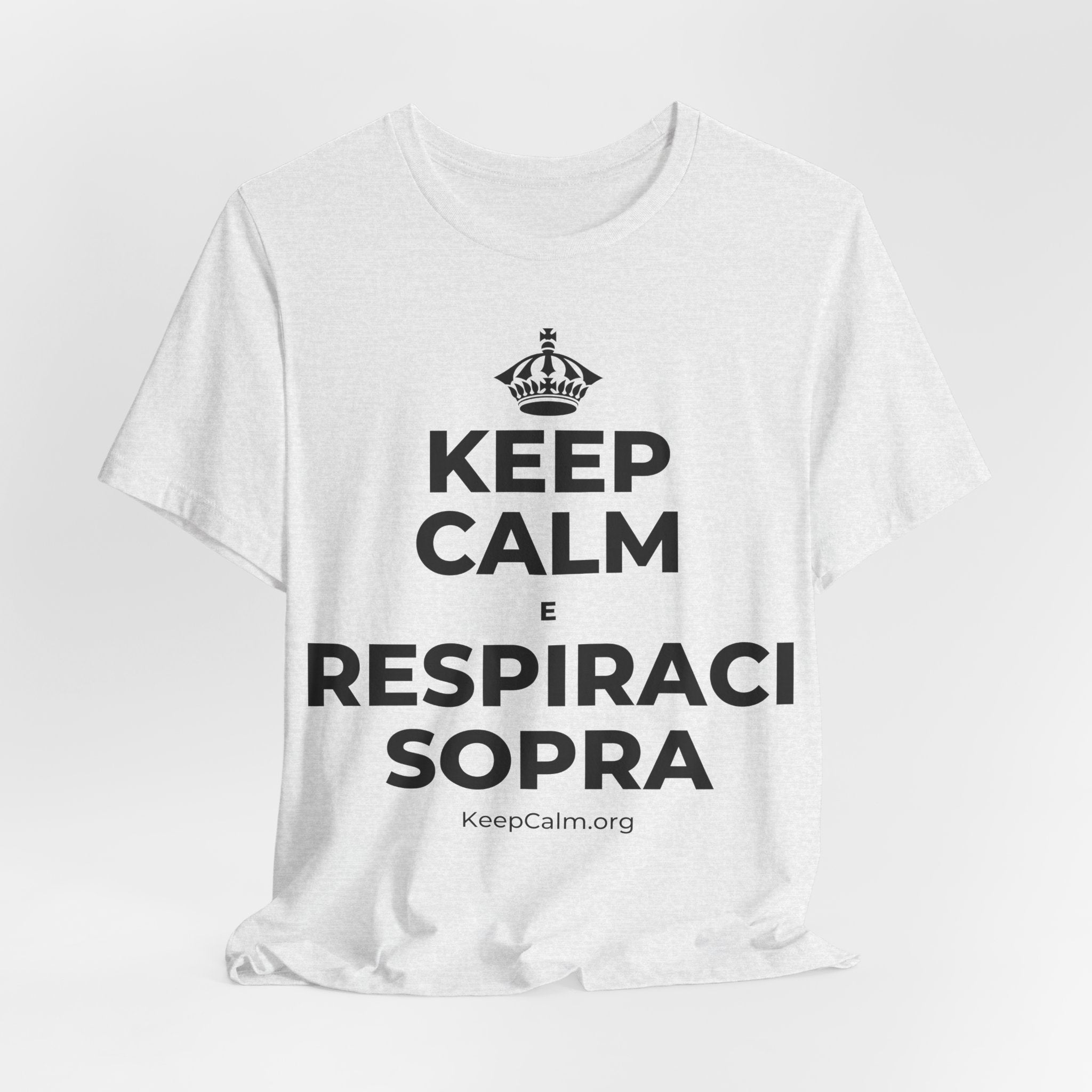 KEEP CALM E RESPIRACI SOPRA T-Shirt (Soft Cream–Heather Mauve)