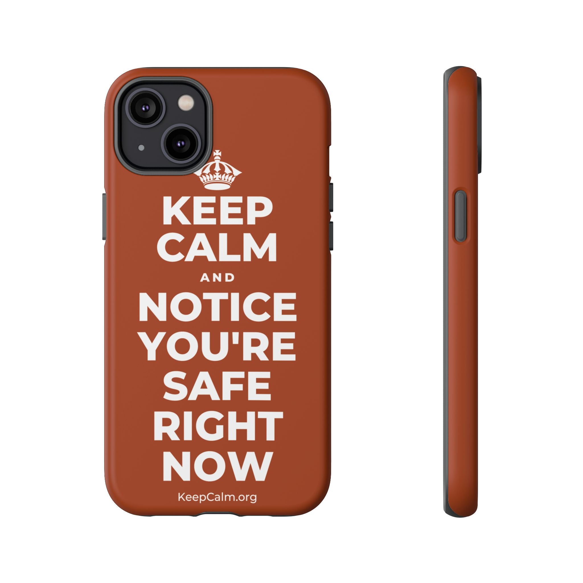 KEEP CALM AND NOTICE YOU'RE SAFE RIGHT NOW Phone Case