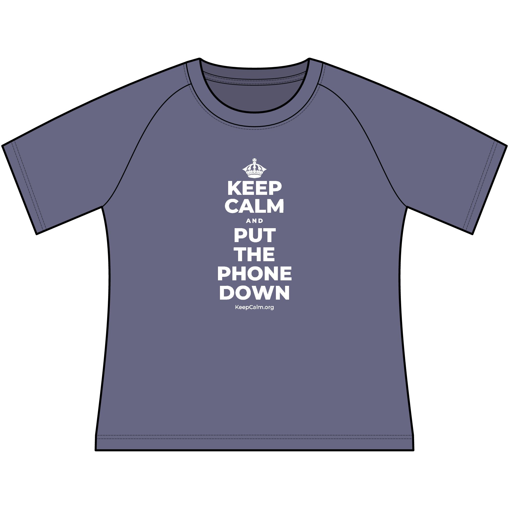 KEEP CALM AND PUT THE PHONE DOWN Women's Raglan Tee
