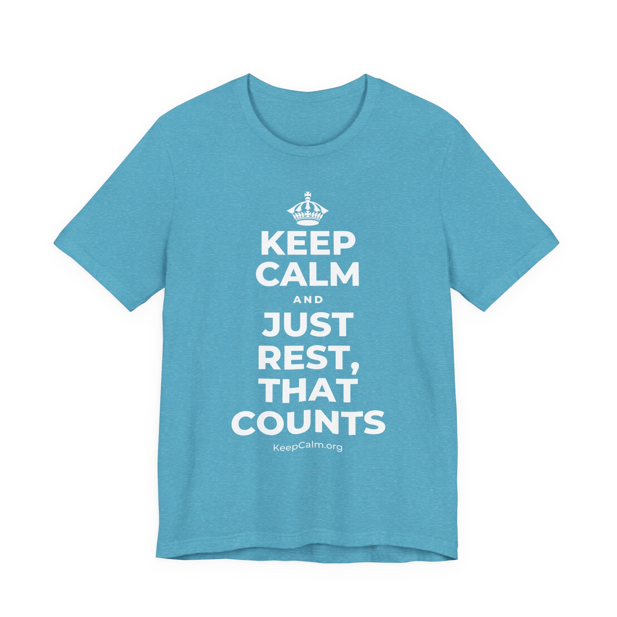 KEEP CALM AND JUST REST, THAT COUNTS T-Shirt (Soft Cream–Heather Mauve)