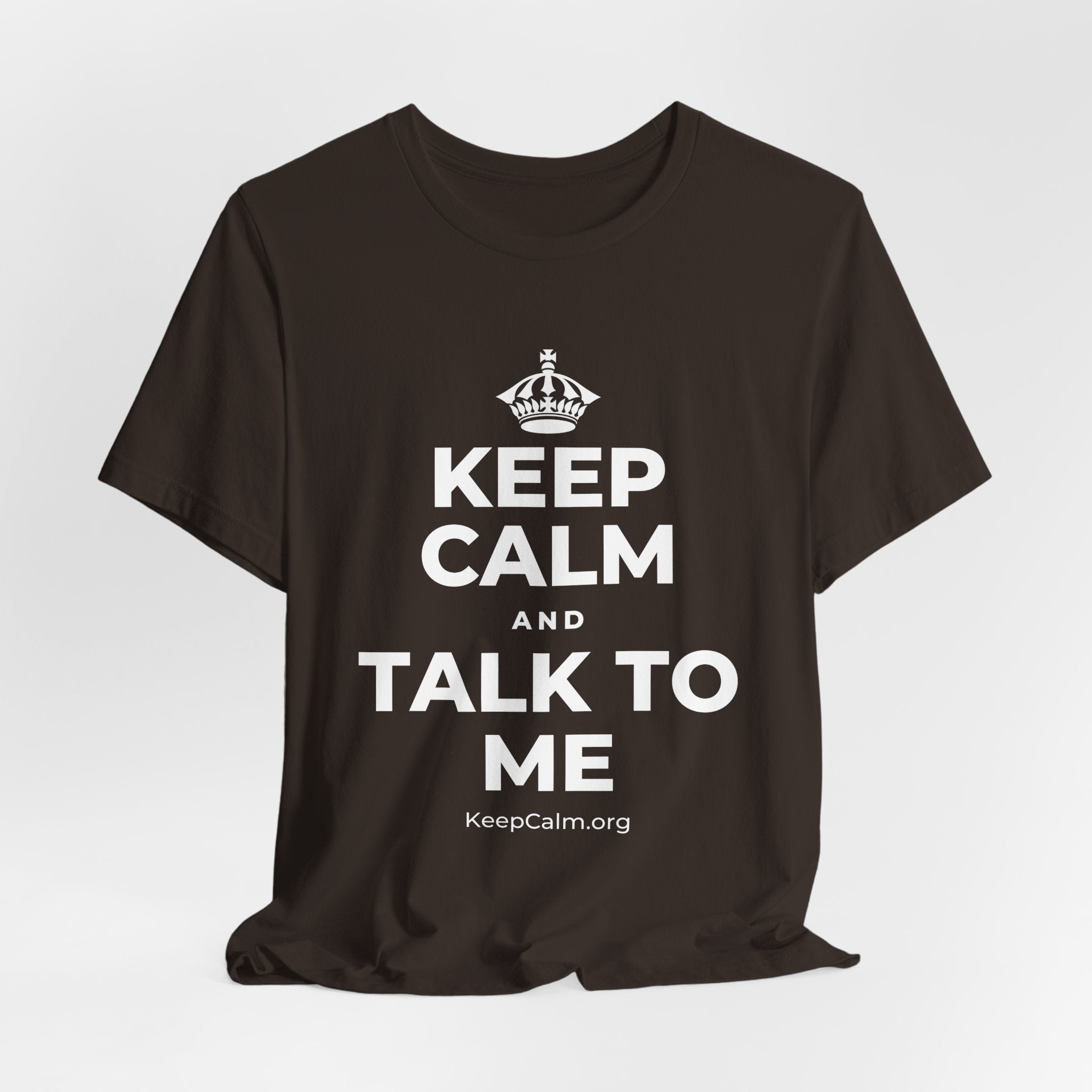 KEEP CALM AND TALK TO ME T-Shirt (Soft Cream–Heather Mauve)