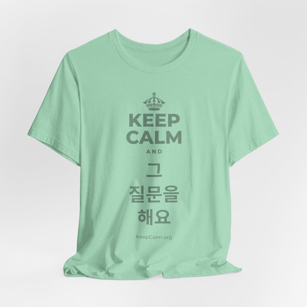 KEEP CALM AND 그 질문을 해요 T-Shirt (Baby Blue–Silver)