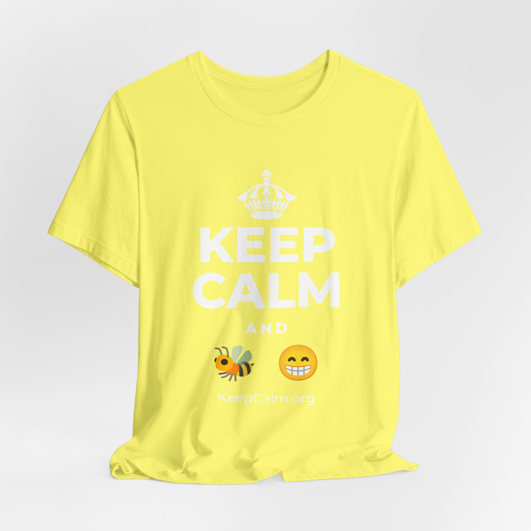 KEEP CALM AND BEE HAPPY T-Shirt (Soft Cream–Heather Mauve)