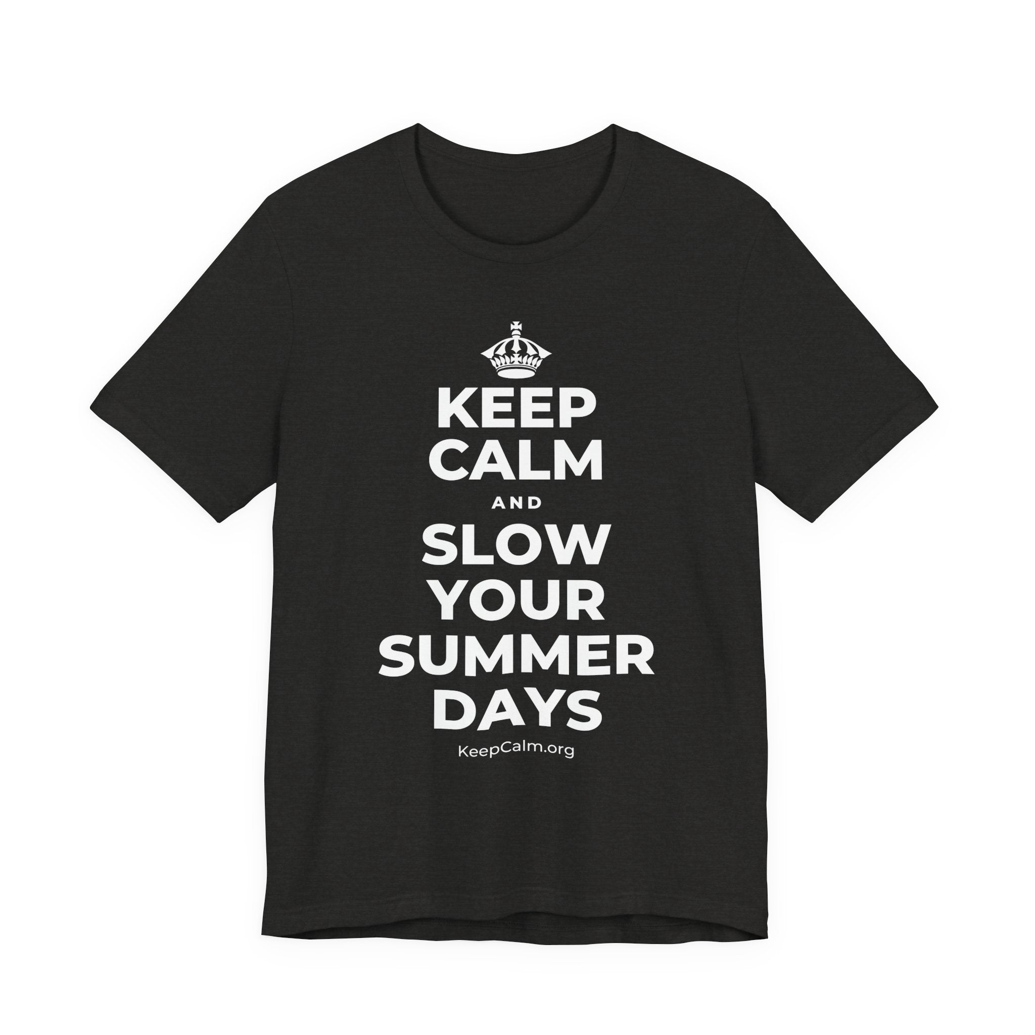 KEEP CALM AND SLOW YOUR SUMMER DAYS T-Shirt (Soft Cream–Heather Mauve)