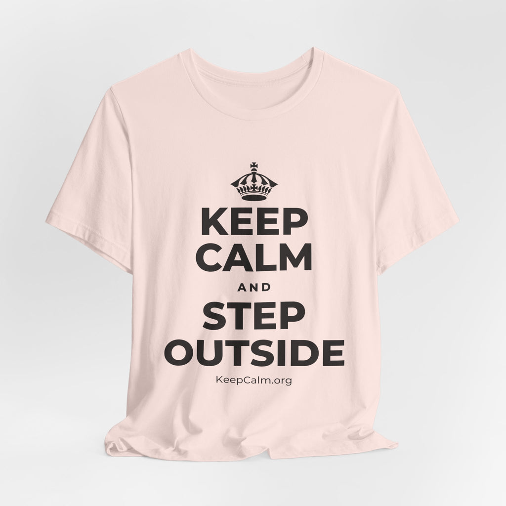 KEEP CALM AND STEP OUTSIDE T-Shirt (Soft Cream–Heather Mauve)