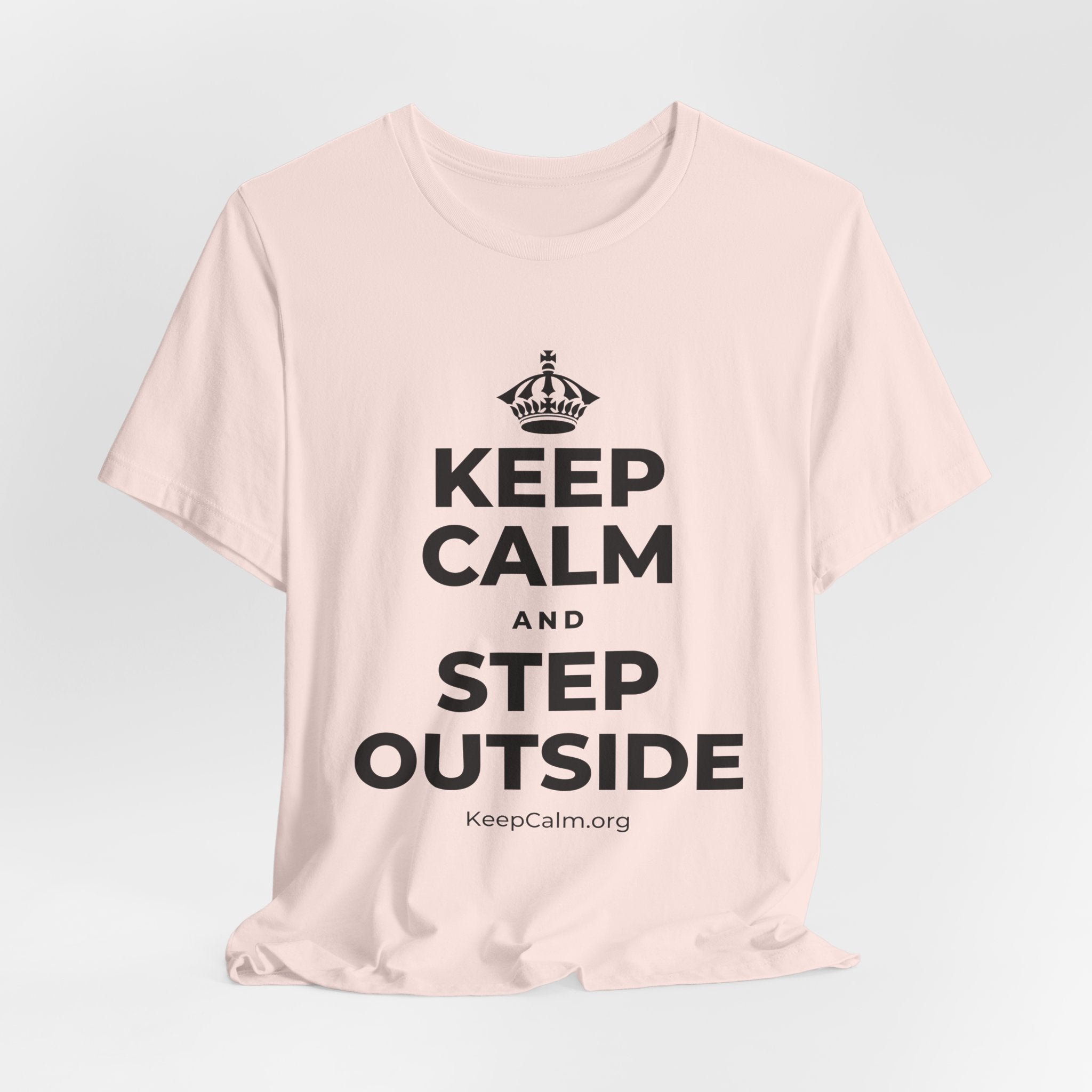 KEEP CALM AND STEP OUTSIDE T-Shirt (Soft Cream–Heather Mauve)