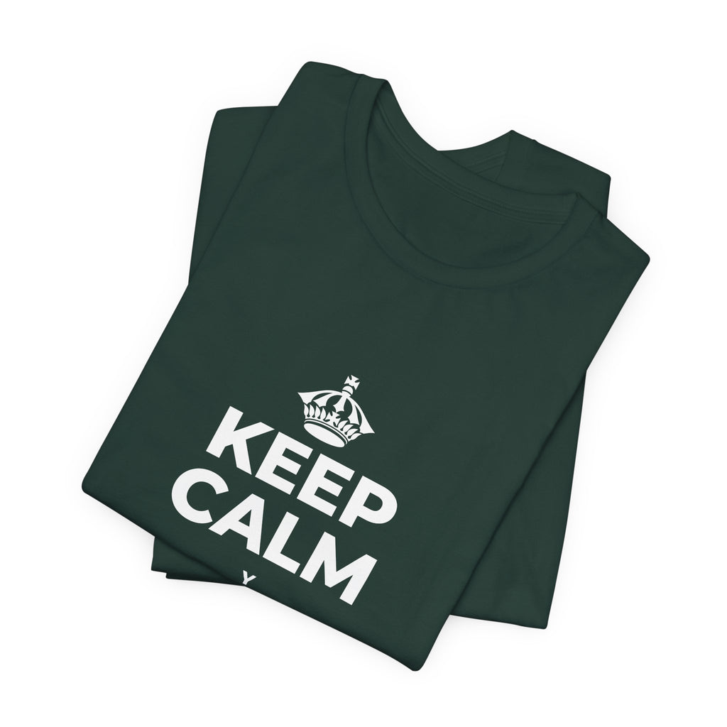 KEEP CALM Y DEJA QUE BASTE T-Shirt (White–Asphalt)