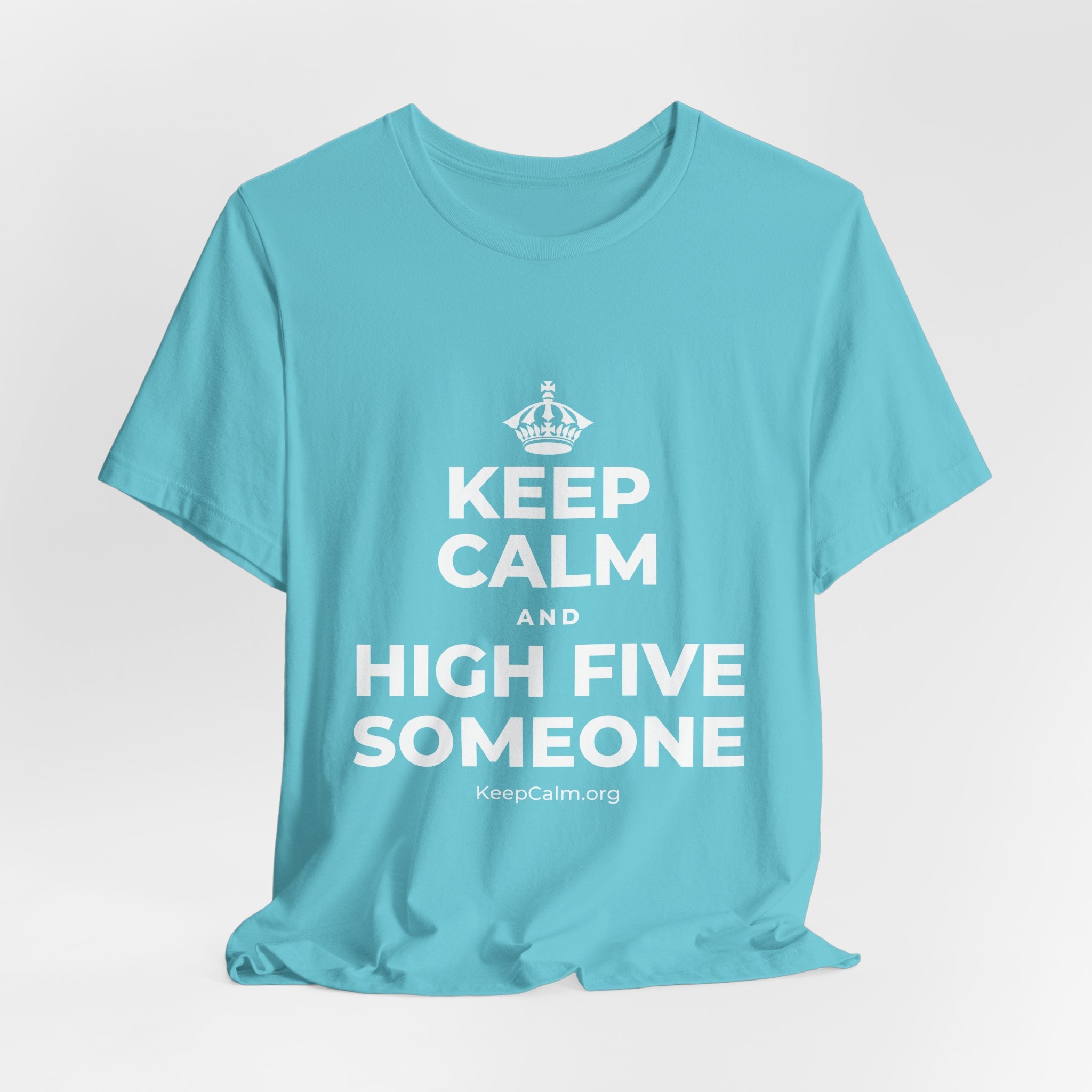 KEEP CALM AND HIGH FIVE SOMEONE T-Shirt (Soft Cream–Heather Mauve)