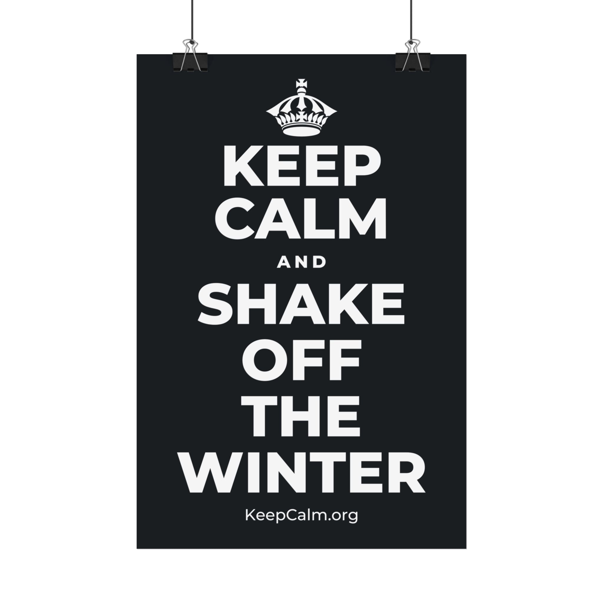 KEEP CALM AND SHAKE OFF THE WINTER Satin Poster (Dark)
