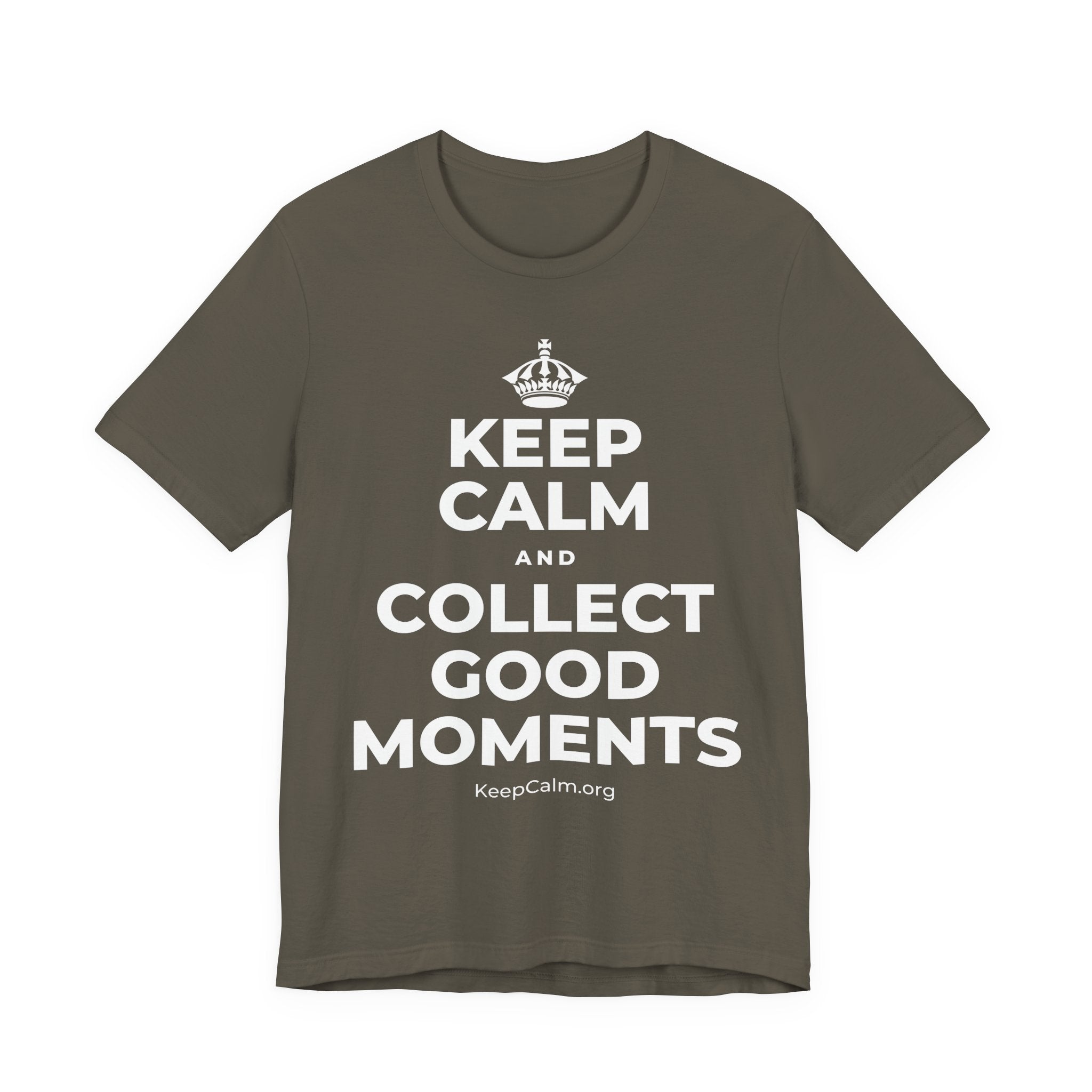 KEEP CALM AND COLLECT GOOD MOMENTS T-Shirt (White–Asphalt)