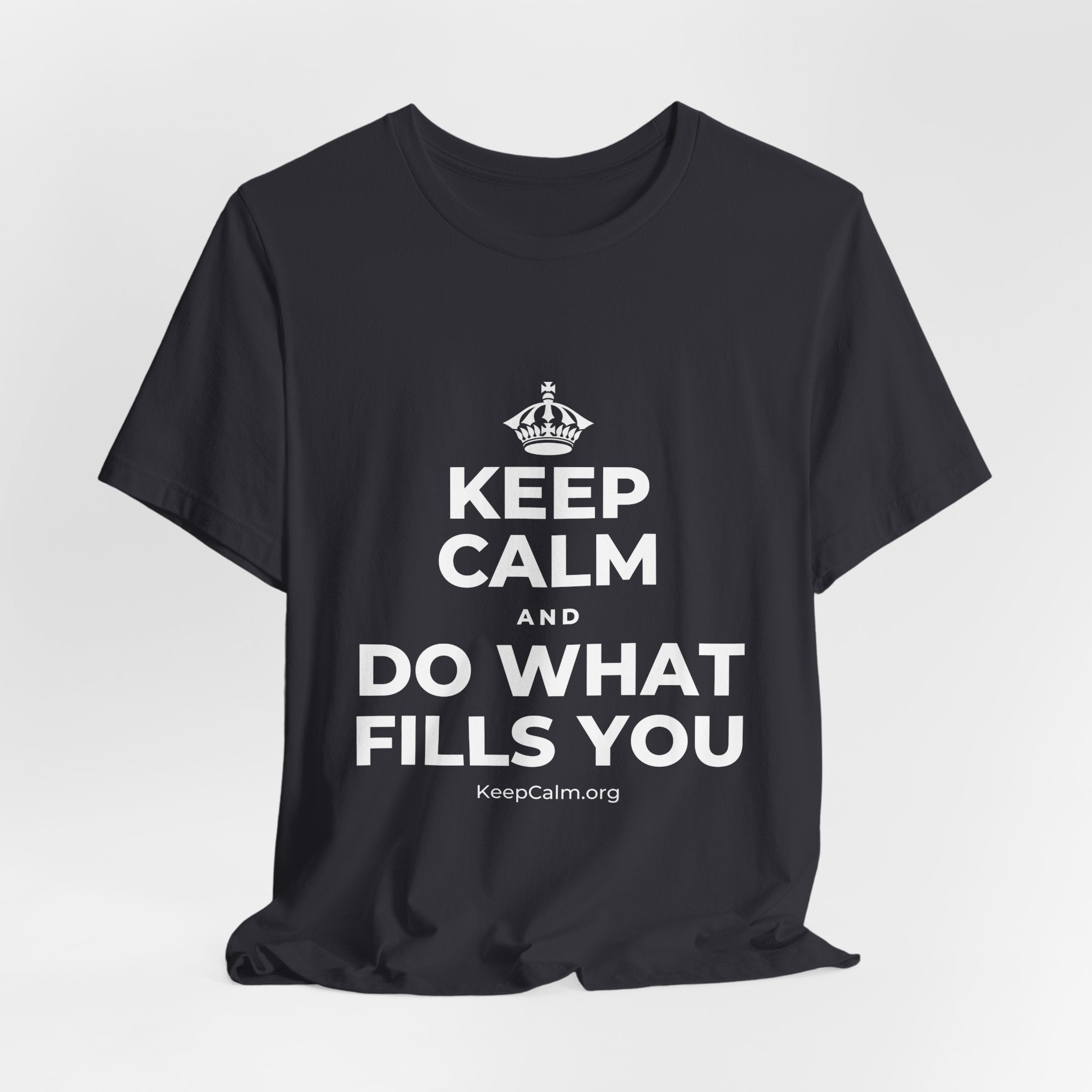 KEEP CALM AND DO WHAT FILLS YOU T-Shirt (Baby Blue–Silver)
