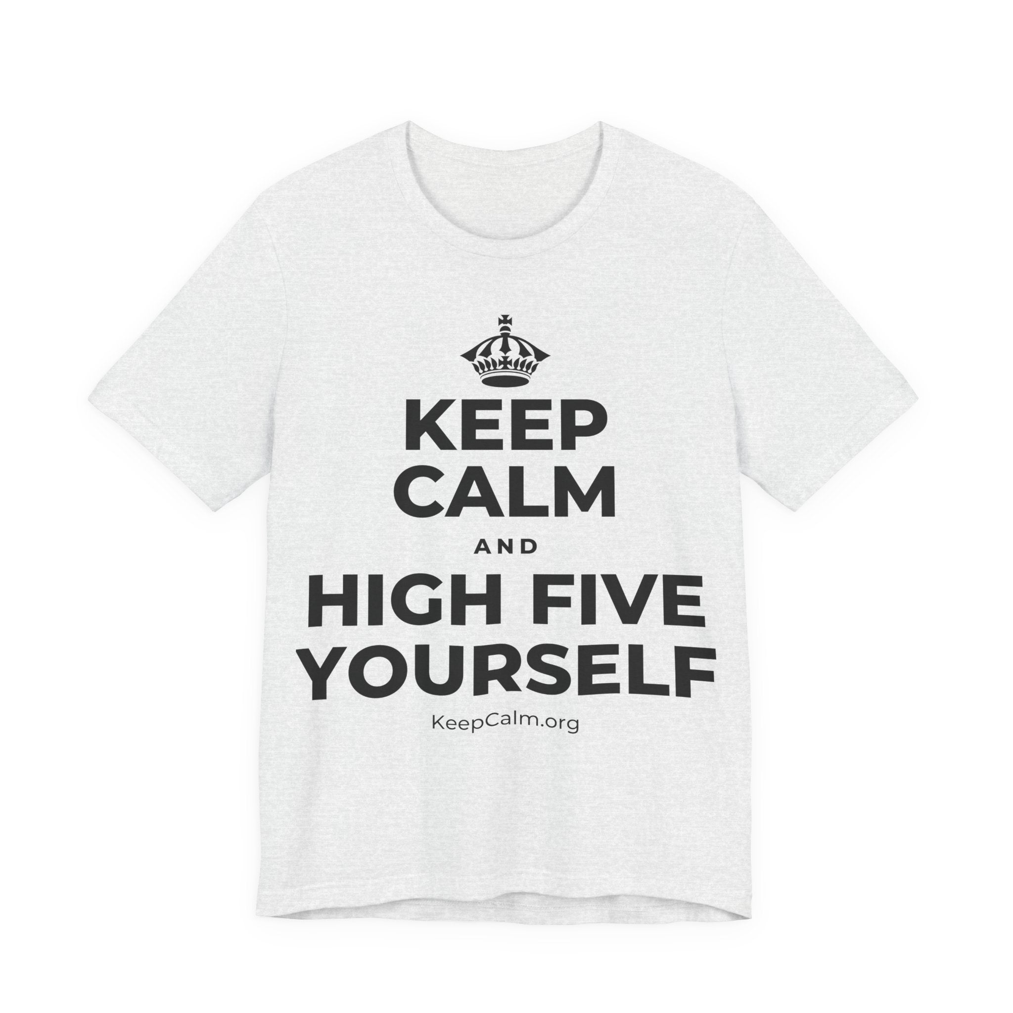 KEEP CALM AND HIGH FIVE YOURSELF T-Shirt (Soft Cream–Heather Mauve)