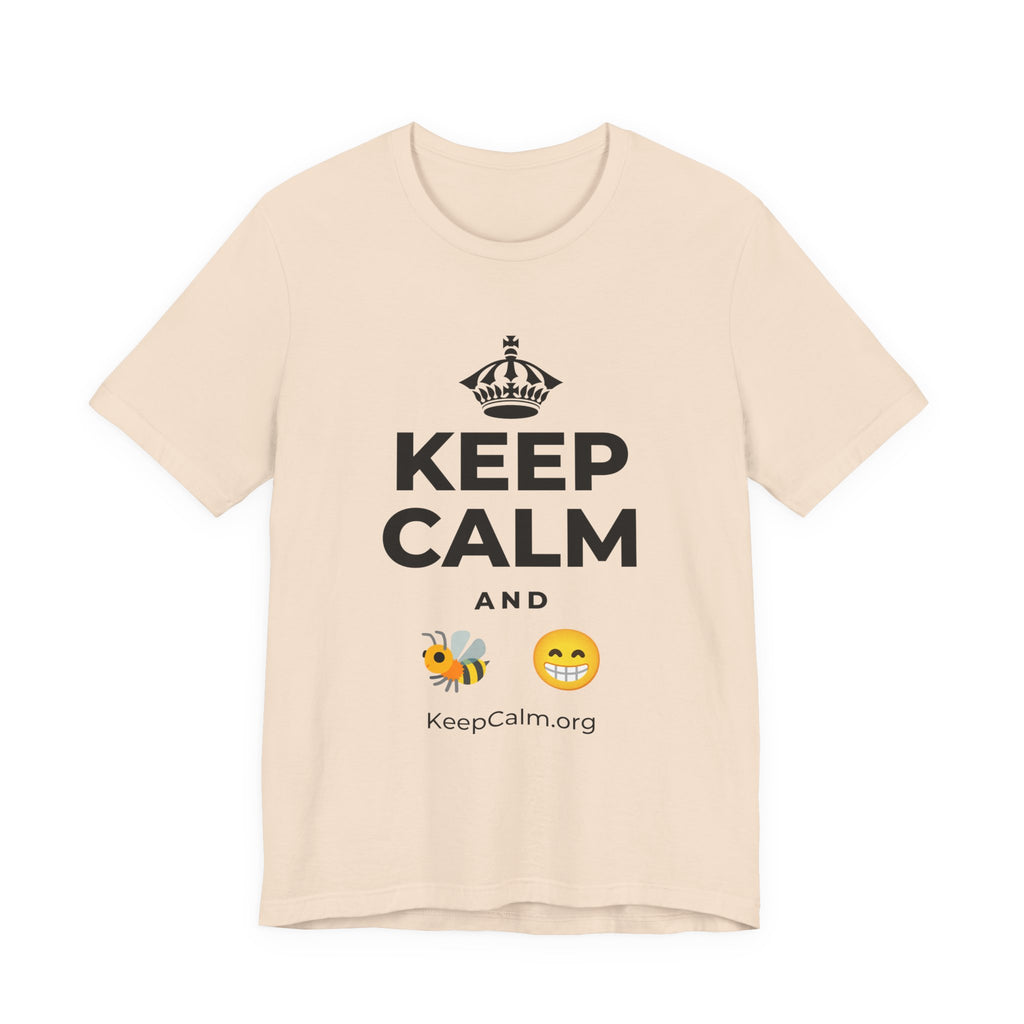 KEEP CALM AND BEE HAPPY T-Shirt (Soft Cream–Heather Mauve)
