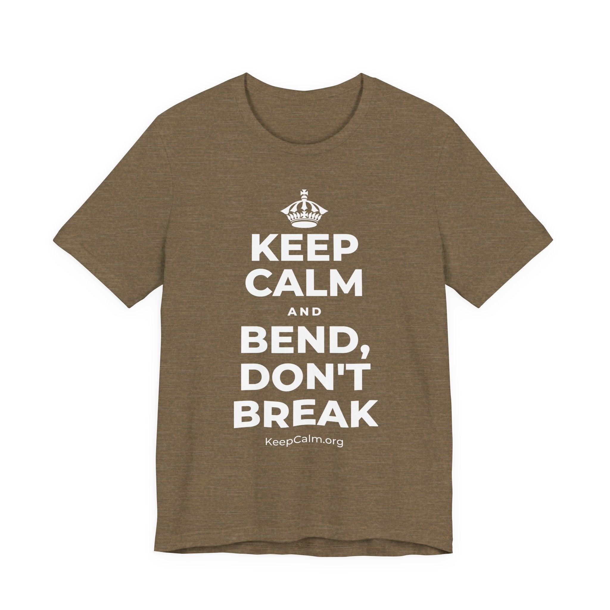 KEEP CALM AND BEND, DON'T BREAK T-Shirt (Soft Cream–Heather Mauve)