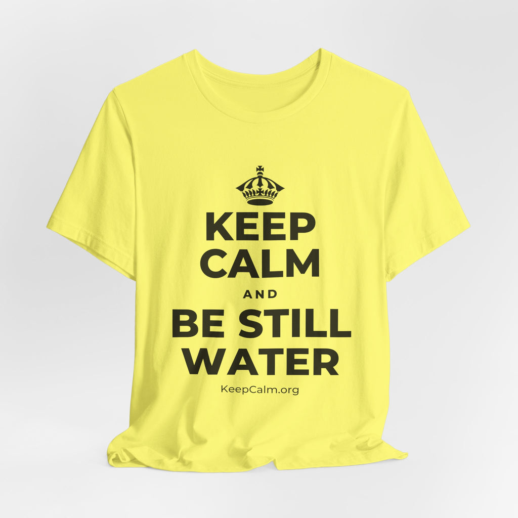 KEEP CALM AND BE STILL WATER T-Shirt (Soft Cream–Heather Mauve)