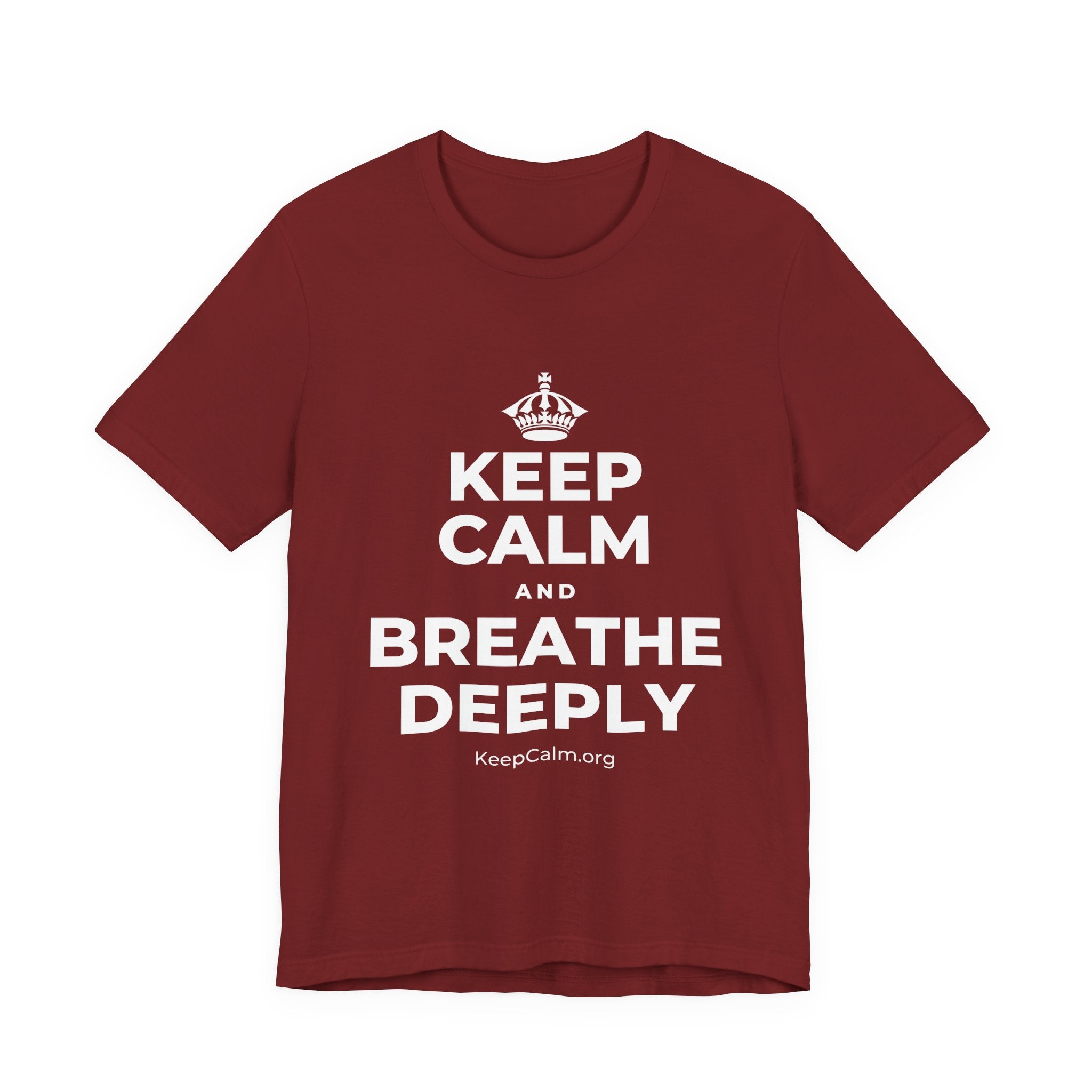 KEEP CALM AND BREATHE DEEPLY T-Shirt (Baby Blue–Silver)