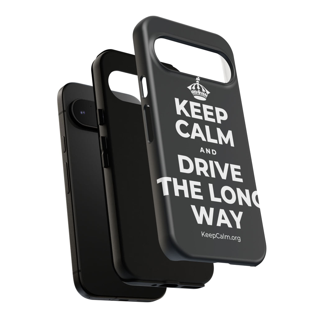 KEEP CALM AND DRIVE THE LONG WAY Phone Case (Dark)