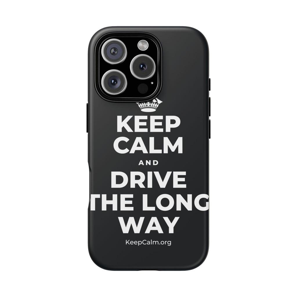 KEEP CALM AND DRIVE THE LONG WAY Phone Case (Dark)