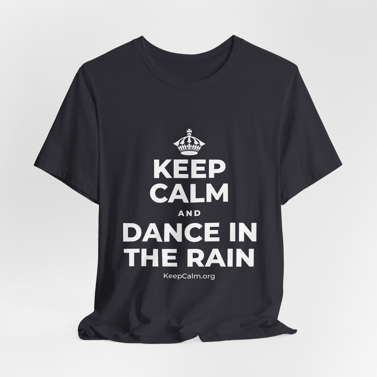 KEEP CALM AND DANCE IN THE RAIN T-Shirt (Baby Blue–Silver)