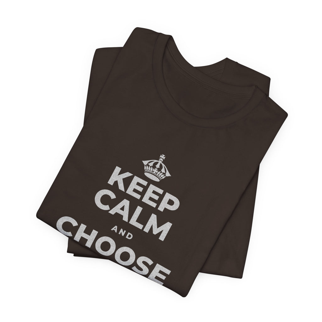 KEEP CALM AND CHOOSE PRESENCE OVER PRESENTS T-Shirt (Soft Cream–Heather Mauve)