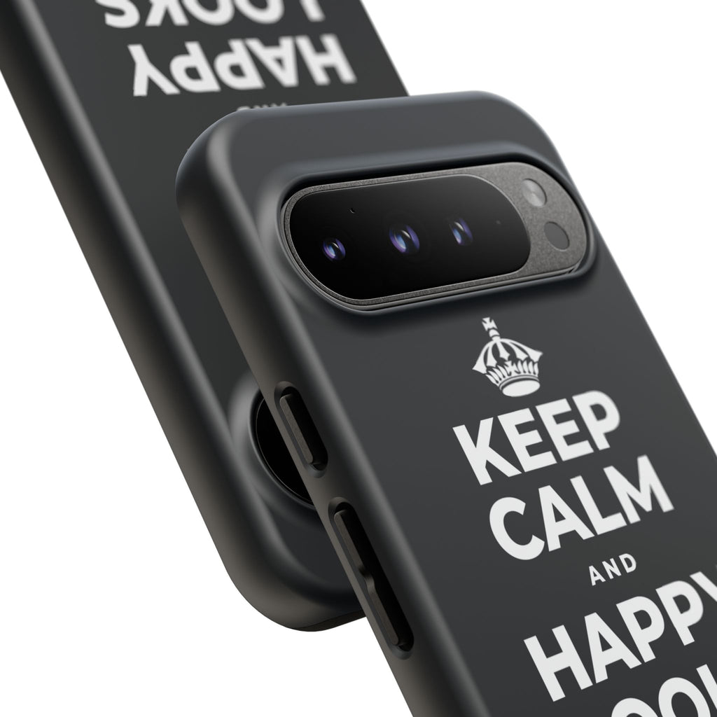 KEEP CALM AND HAPPY LOOKS GOOD ON YOU Phone Case (Dark)