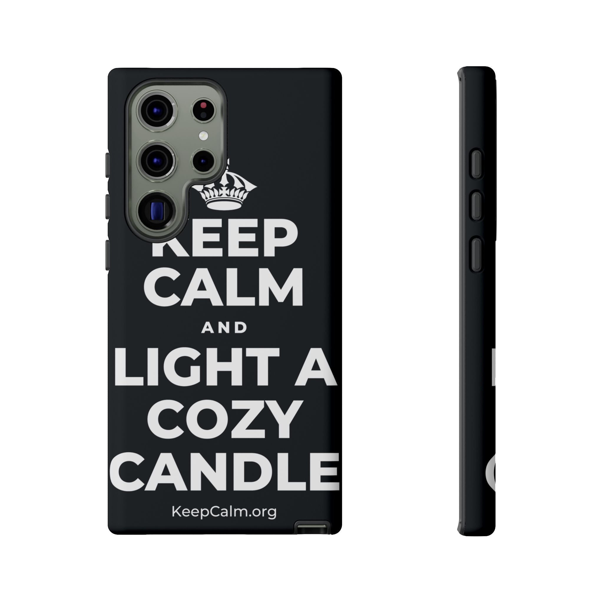KEEP CALM AND LIGHT A COZY CANDLE Phone Case (Dark)