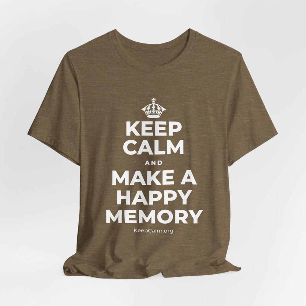 KEEP CALM AND MAKE A HAPPY MEMORY T-Shirt (Soft Cream–Heather Mauve)