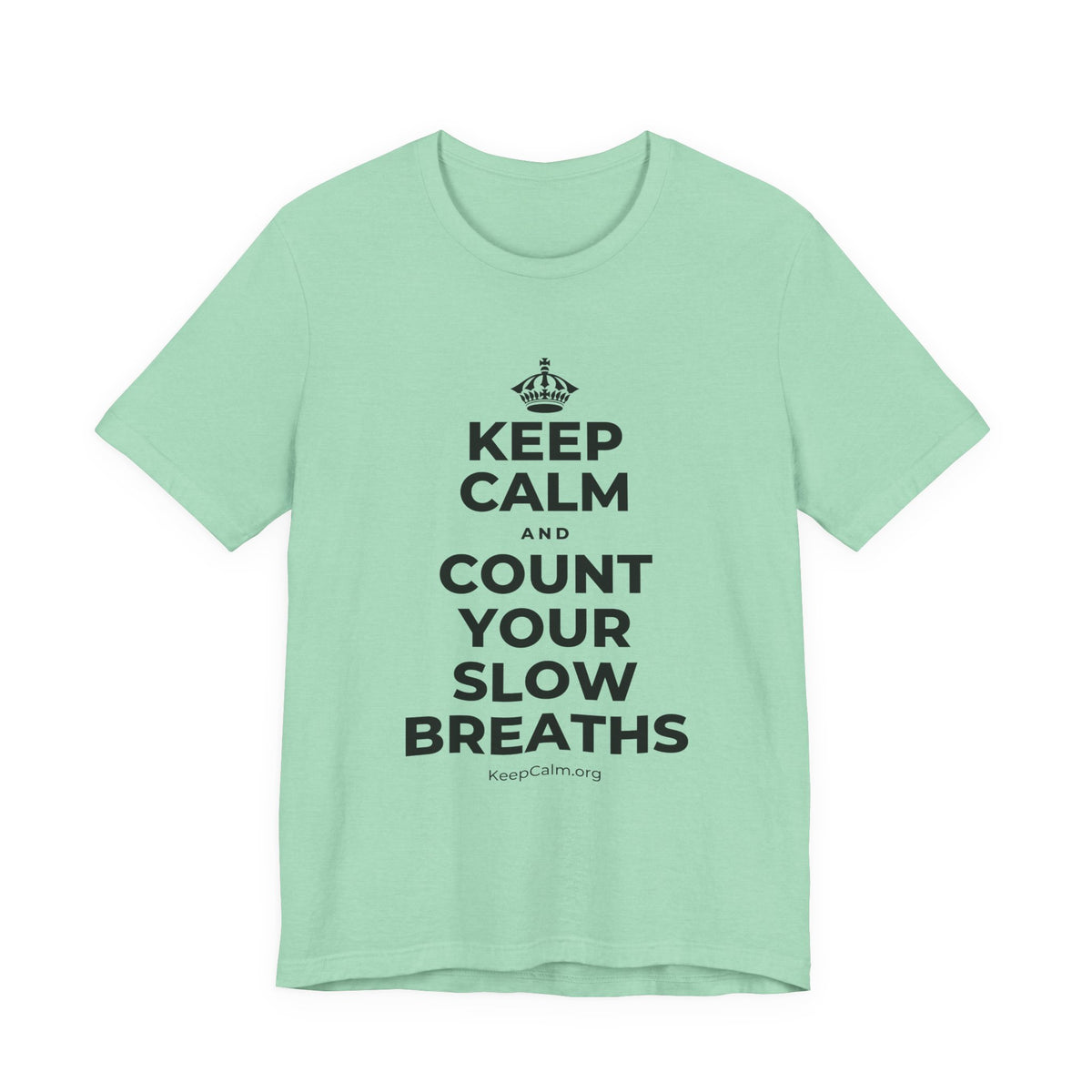 KEEP CALM AND COUNT YOUR SLOW BREATHS T-Shirt (Baby Blue–Silver)