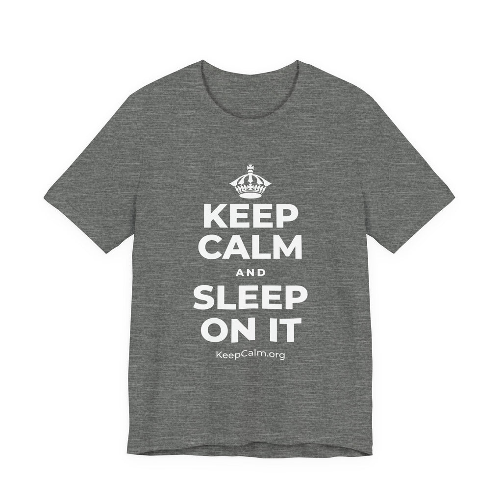 KEEP CALM AND SLEEP ON IT T-Shirt (Baby Blue–Silver)