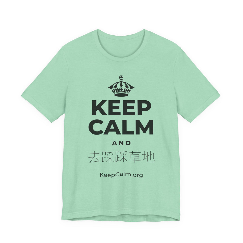 KEEP CALM AND 去踩踩草地 T-Shirt (Baby Blue–Silver)