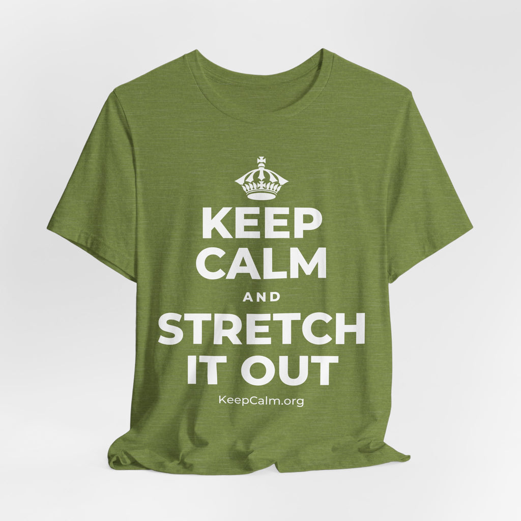 KEEP CALM AND STRETCH IT OUT T-Shirt (Baby Blue–Silver)