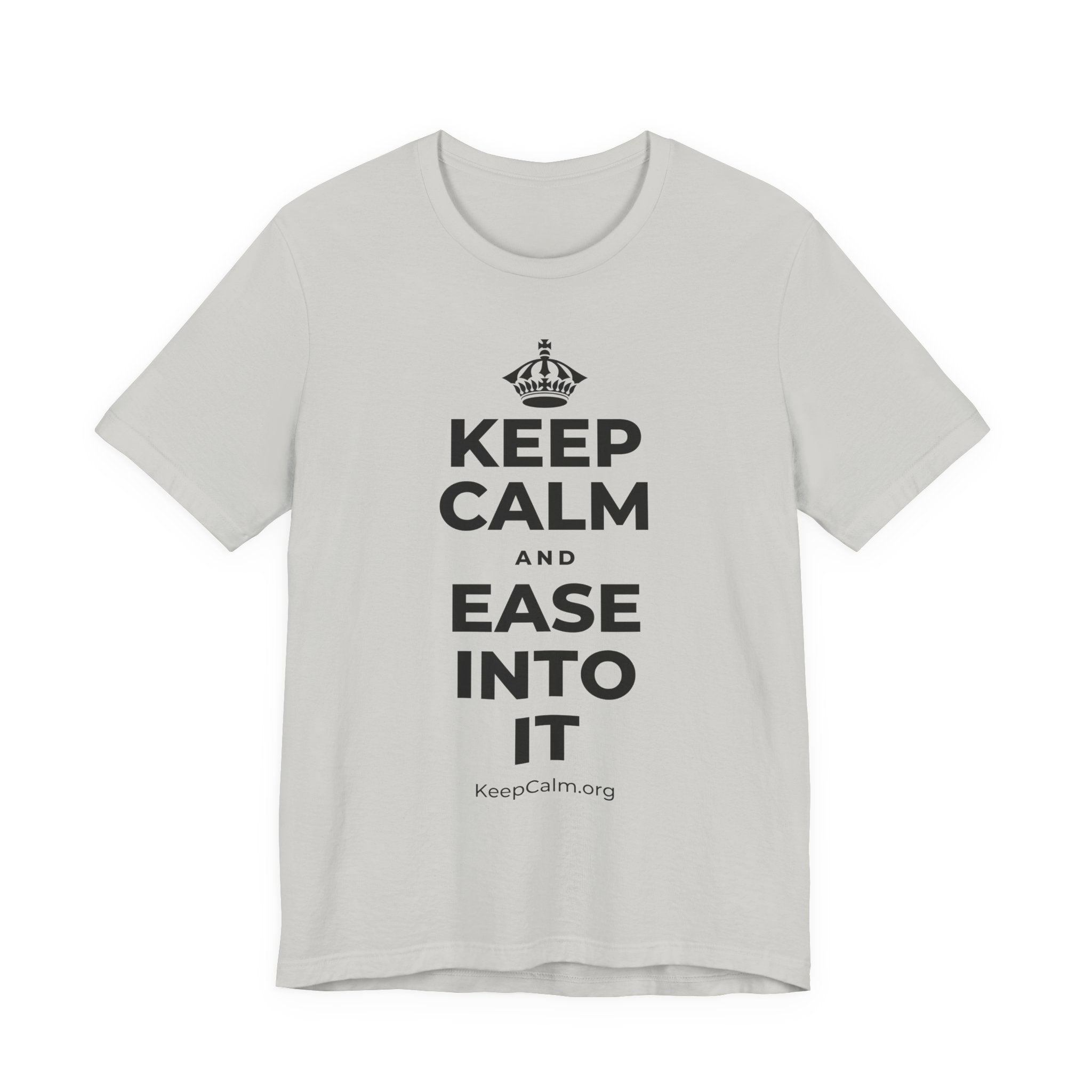KEEP CALM AND EASE INTO IT T-Shirt (Baby Blue–Silver)