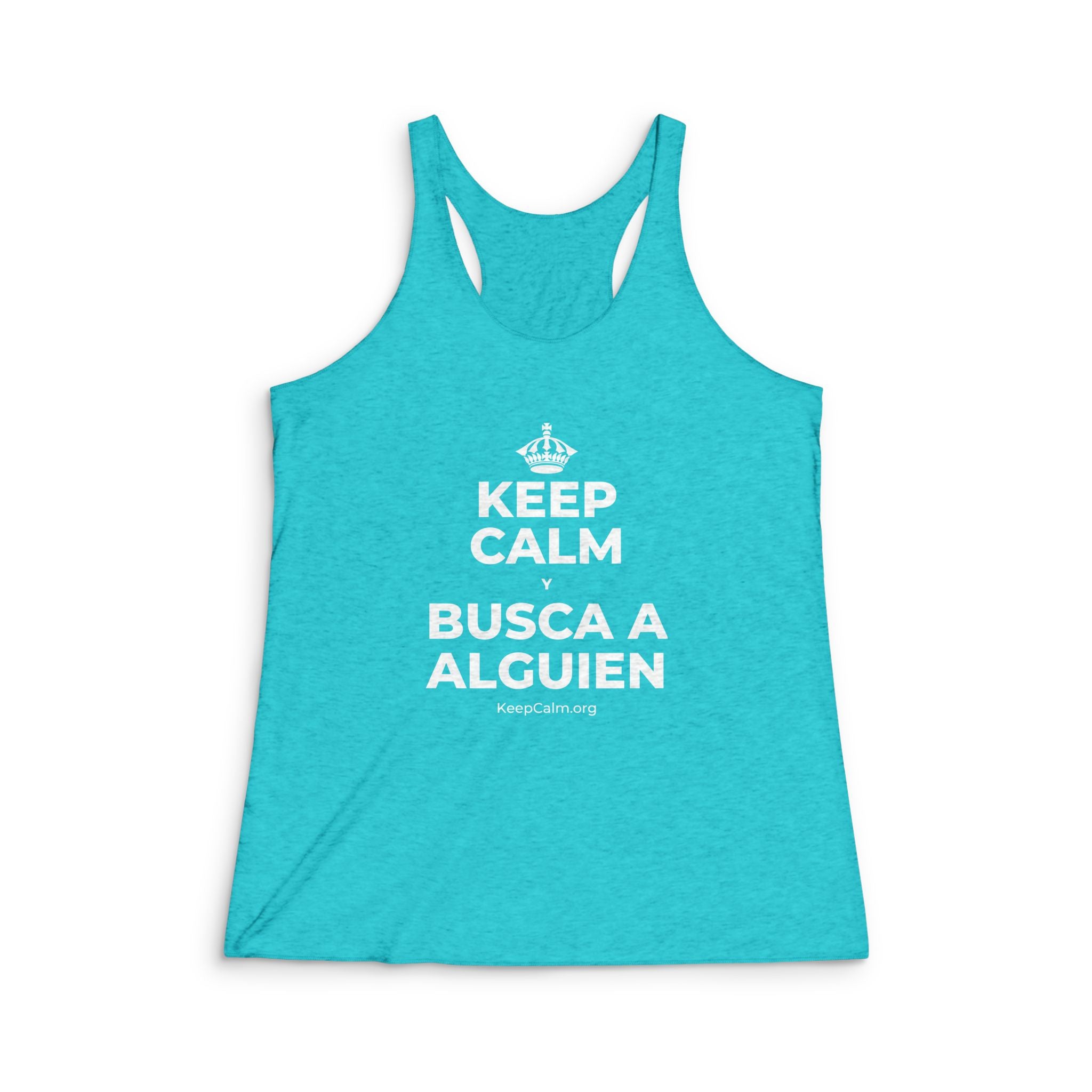 KEEP CALM Y BUSCA A ALGUIEN Women's Racerback Tank