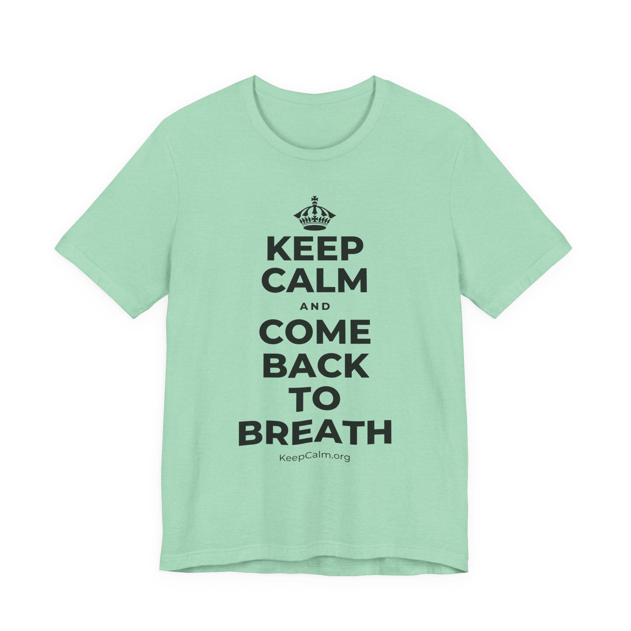 KEEP CALM AND COME BACK TO BREATH T-Shirt (Baby Blue–Silver)