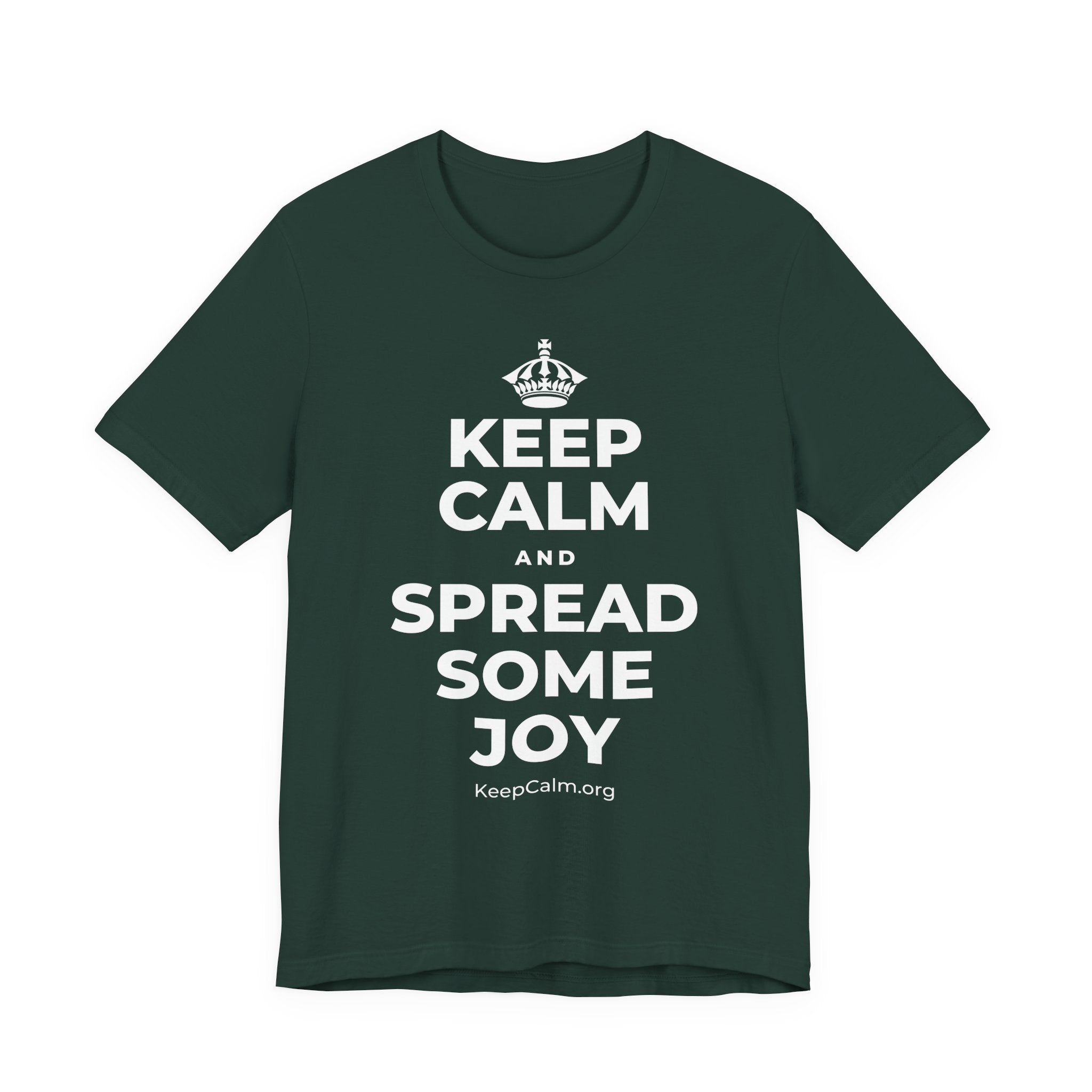 KEEP CALM AND SPREAD SOME JOY T-Shirt (White–Asphalt)