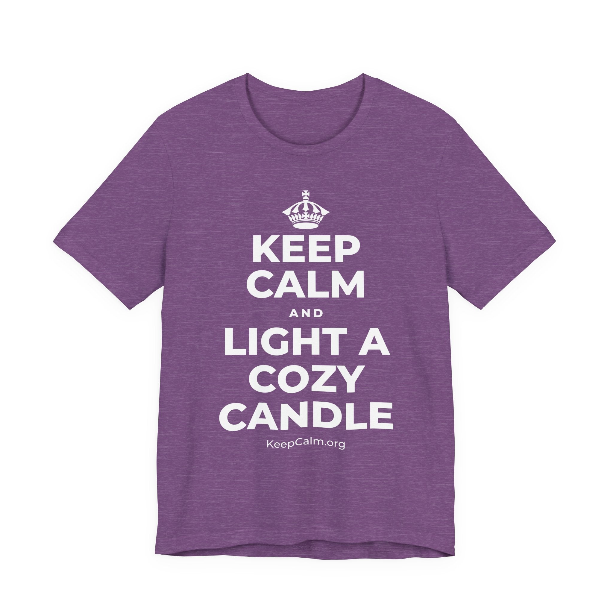 KEEP CALM AND LIGHT A COZY CANDLE T-Shirt (Baby Blue–Silver)
