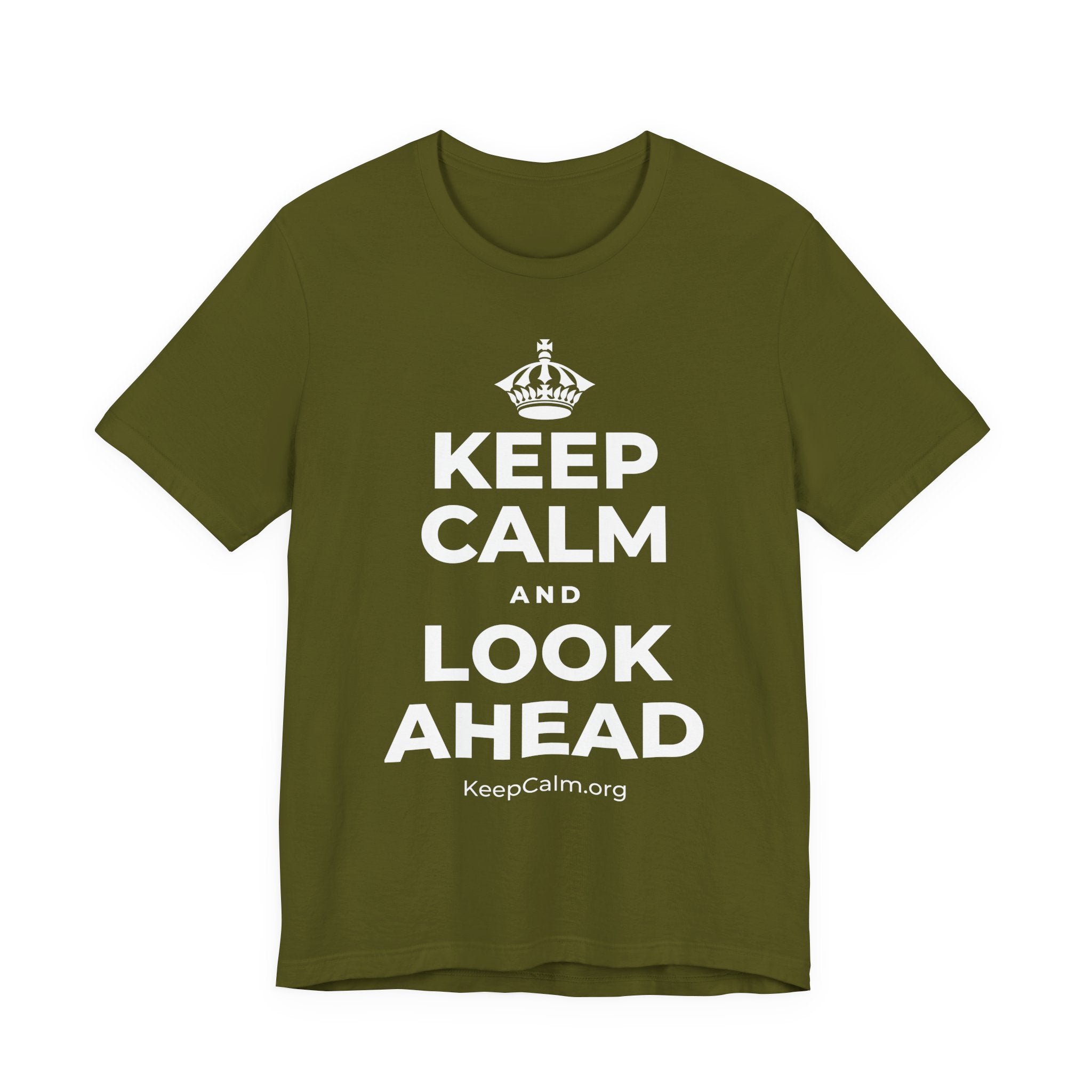 KEEP CALM AND LOOK AHEAD T-Shirt (Baby Blue–Silver)