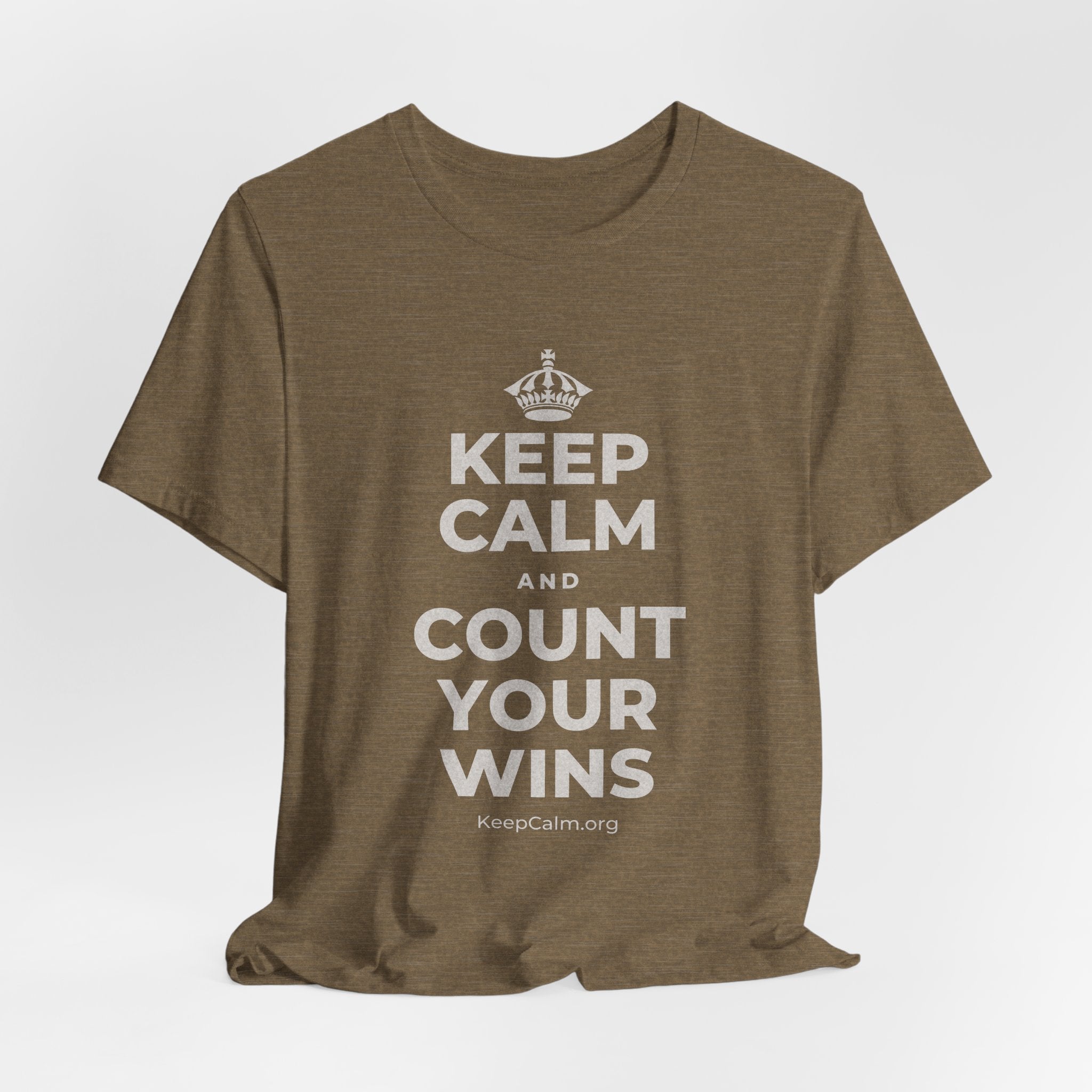 KEEP CALM AND COUNT YOUR WINS T-Shirt (Soft Cream–Heather Mauve)