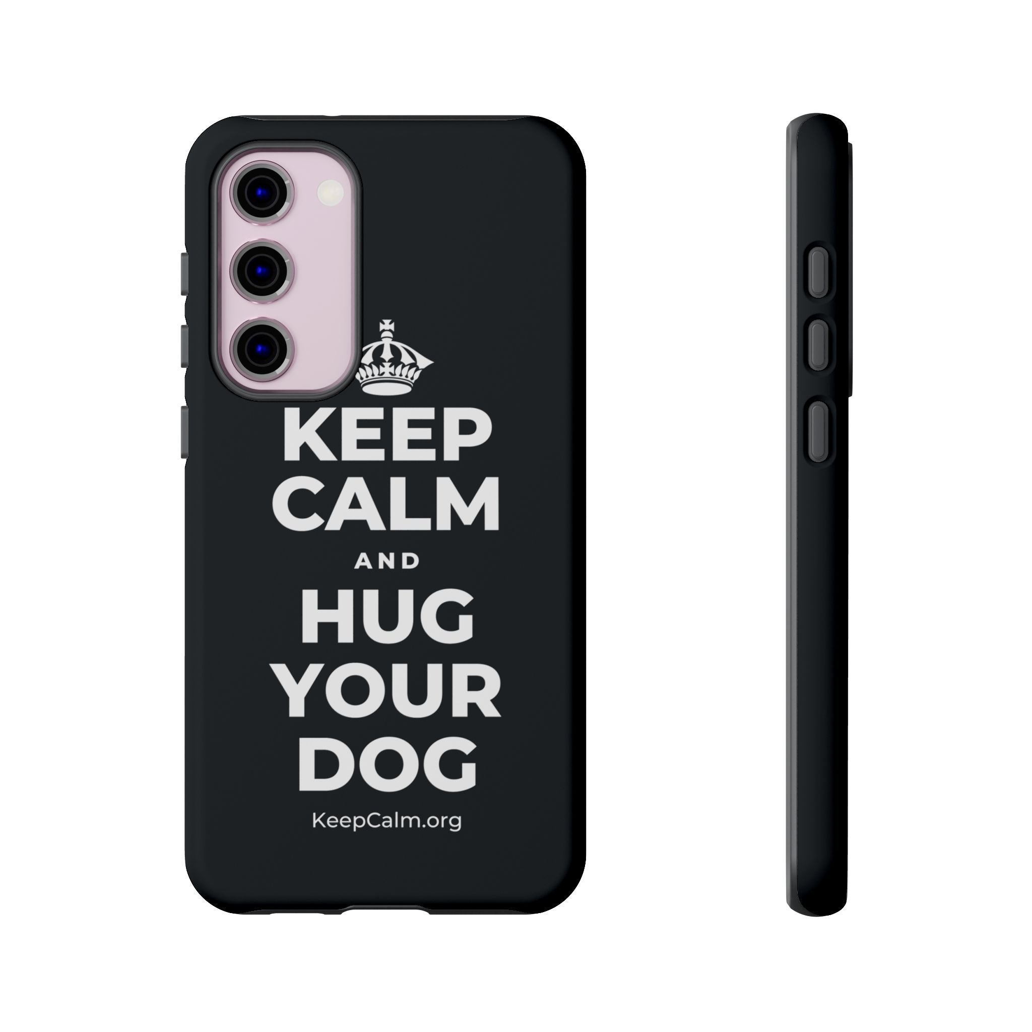 KEEP CALM AND HUG YOUR DOG Phone Case (Dark)