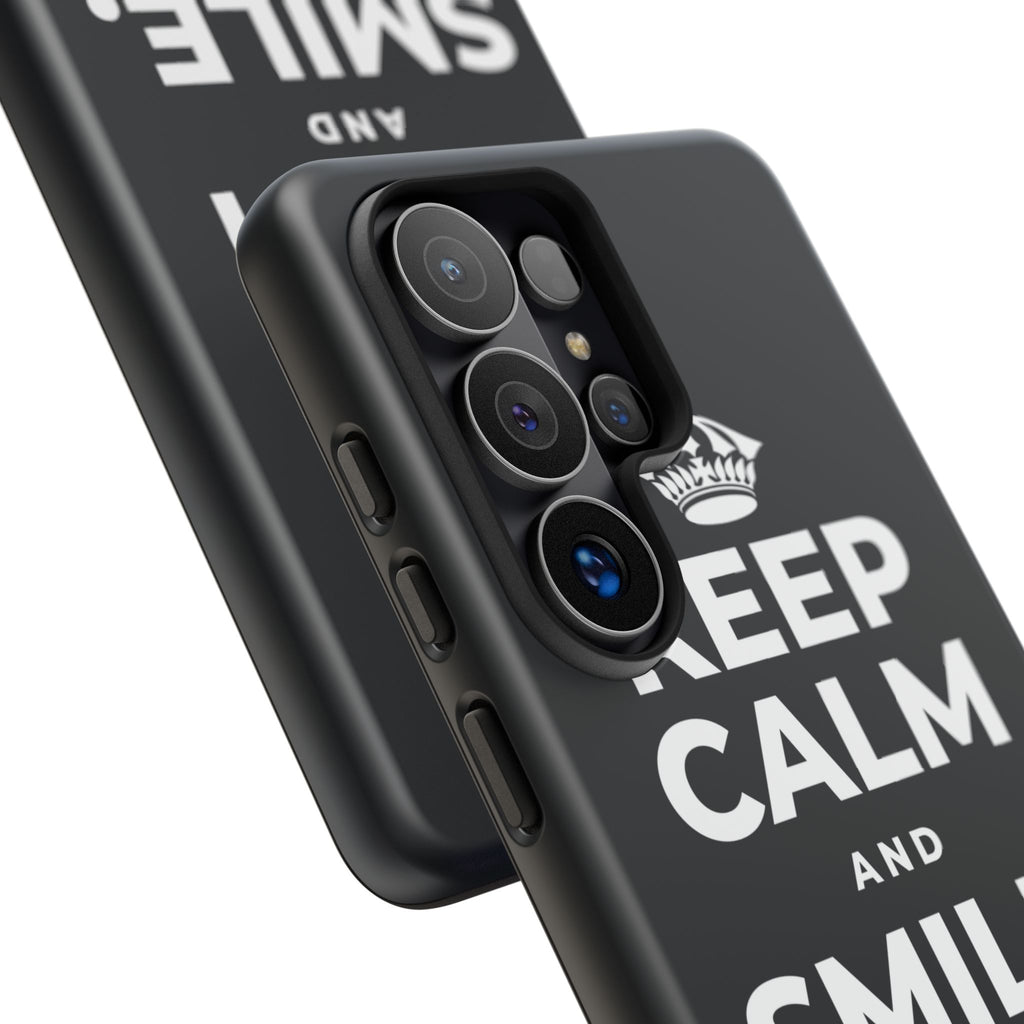 KEEP CALM AND SMILE, IT HELPS Phone Case (Dark)