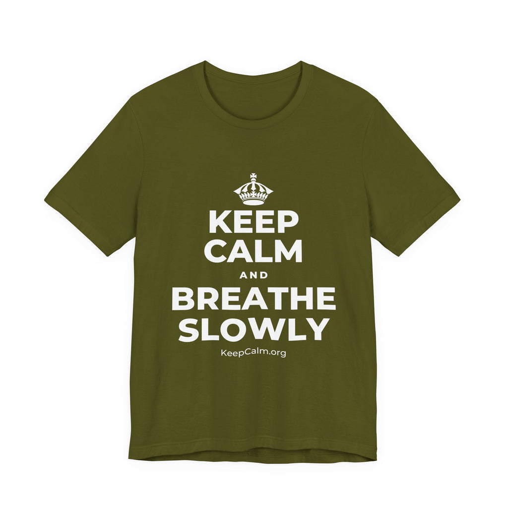 KEEP CALM AND BREATHE SLOWLY T-Shirt (Baby Blue–Silver)