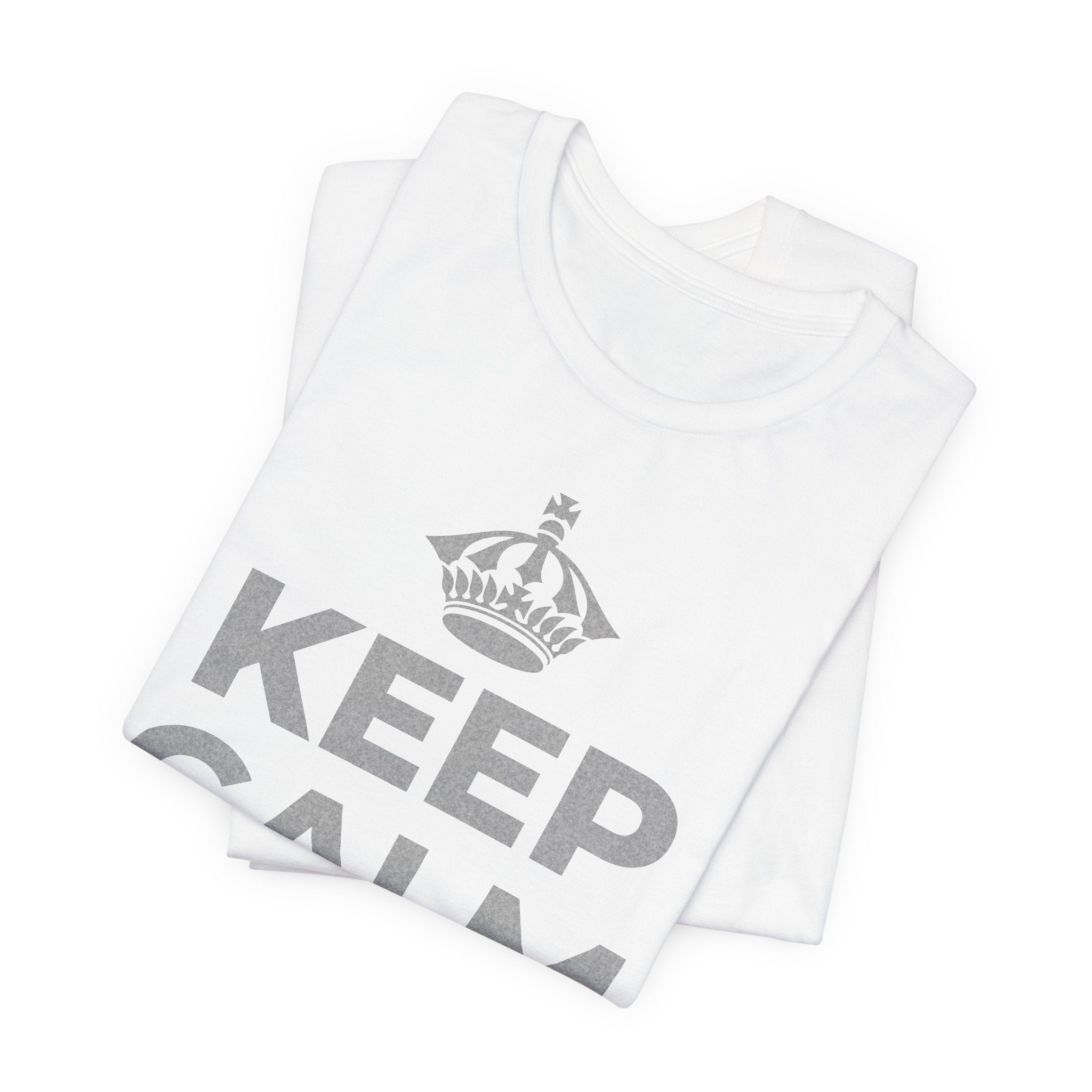 KEEP CALM AND 見知らぬ人に微笑んで T-Shirt (White–Asphalt)