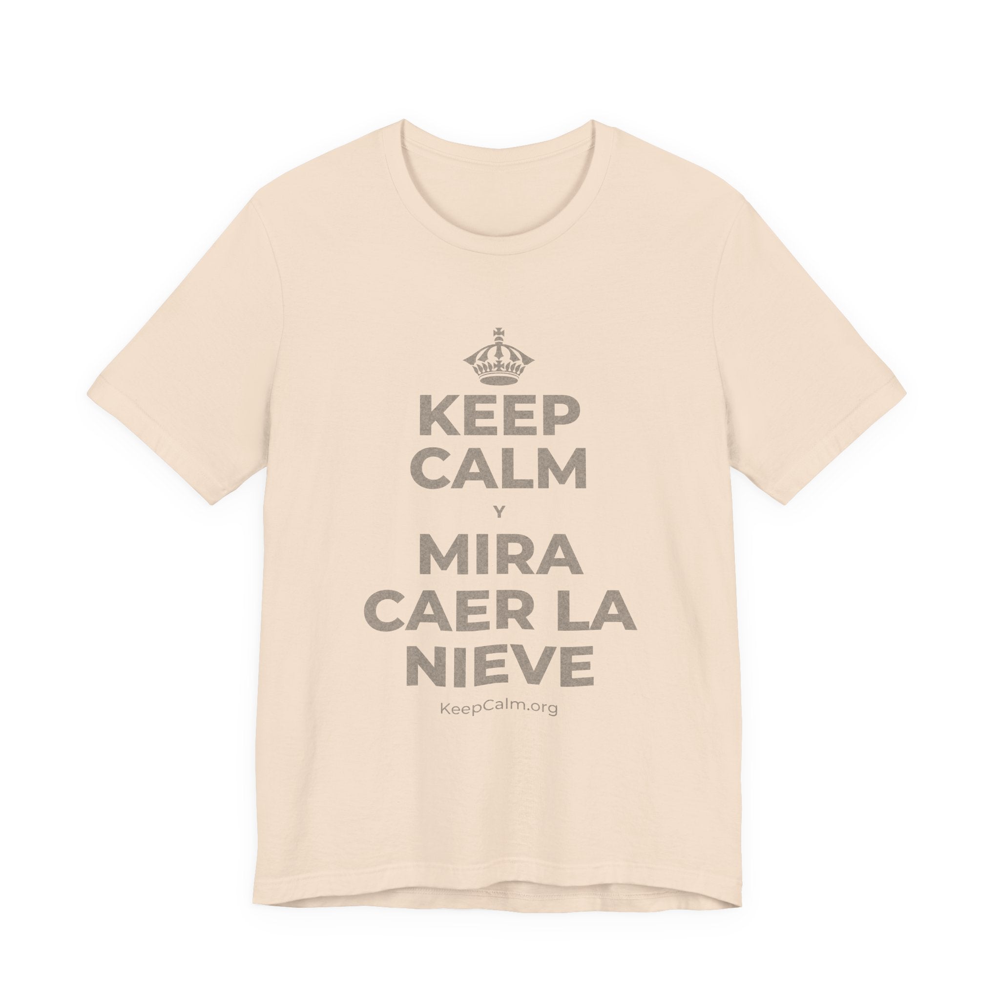 KEEP CALM Y MIRA CAER LA NIEVE T-Shirt (Soft Cream–Heather Mauve)