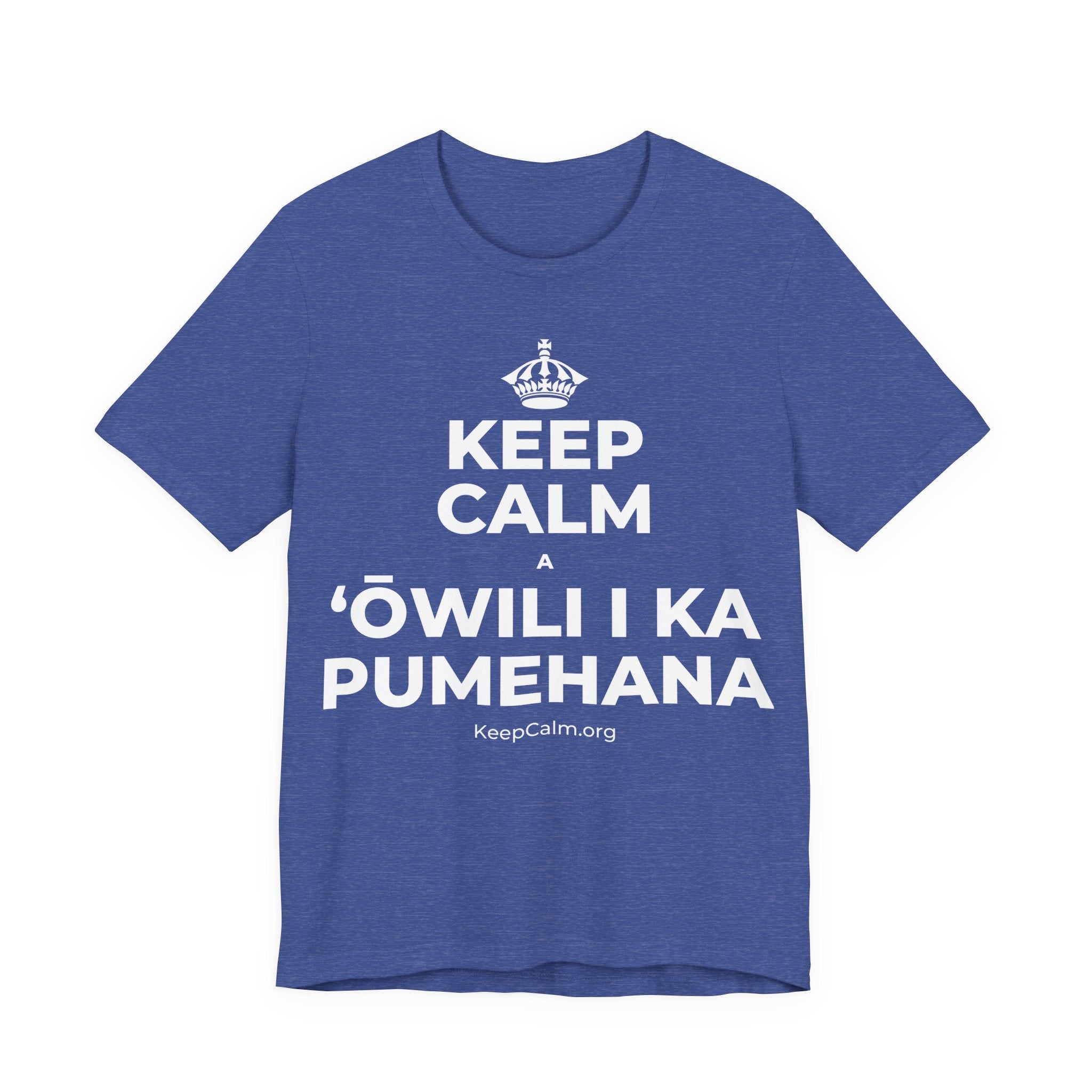 KEEP CALM A ʻŌWILI I KA PUMEHANA T-Shirt (Baby Blue–Silver)
