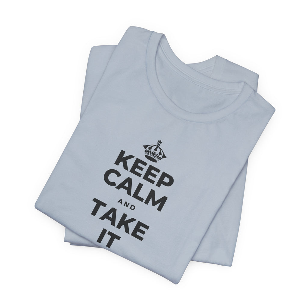 KEEP CALM AND TAKE IT ONE DAY AT A TIME T-Shirt (White–Asphalt)