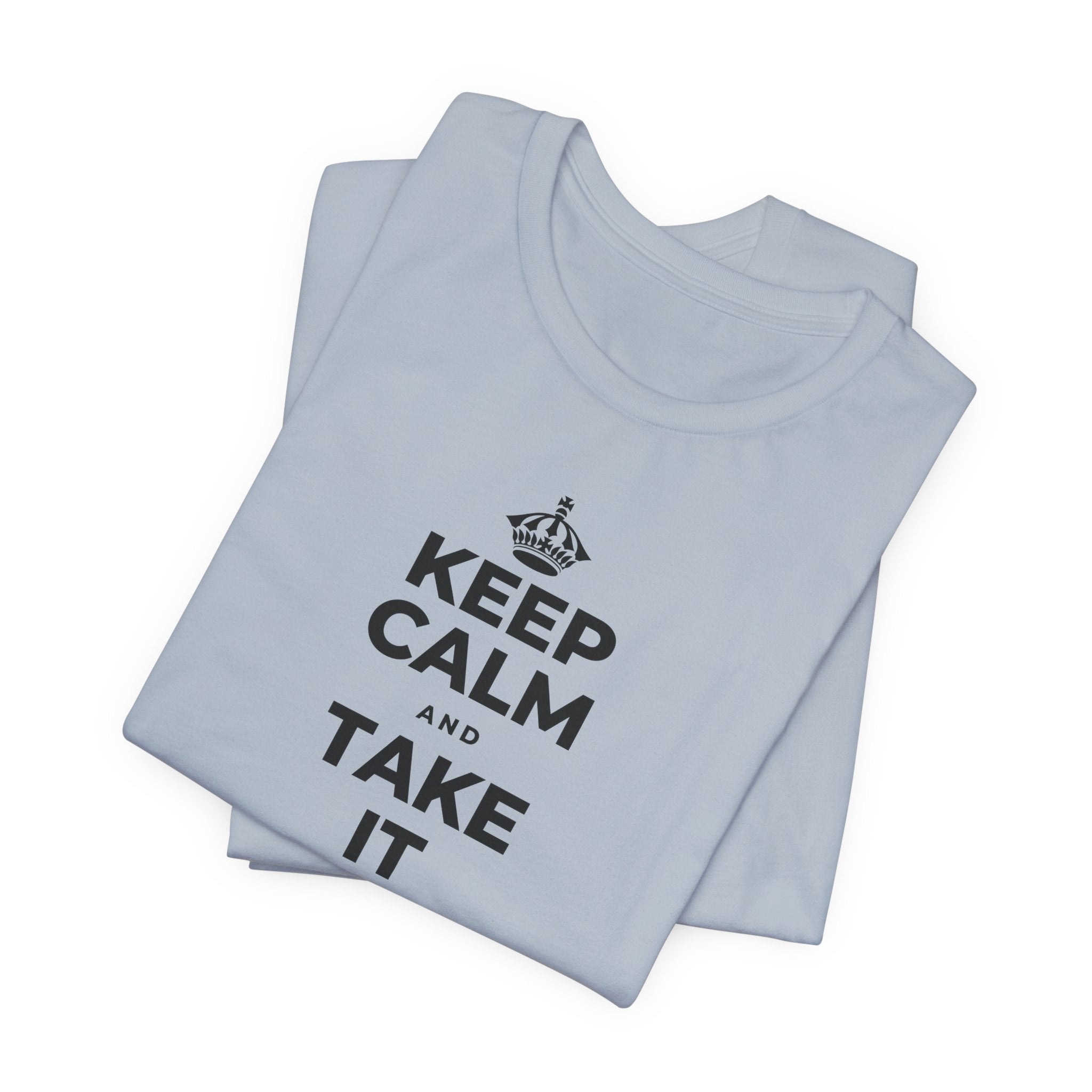 KEEP CALM AND TAKE IT ONE DAY AT A TIME T-Shirt (White–Asphalt)