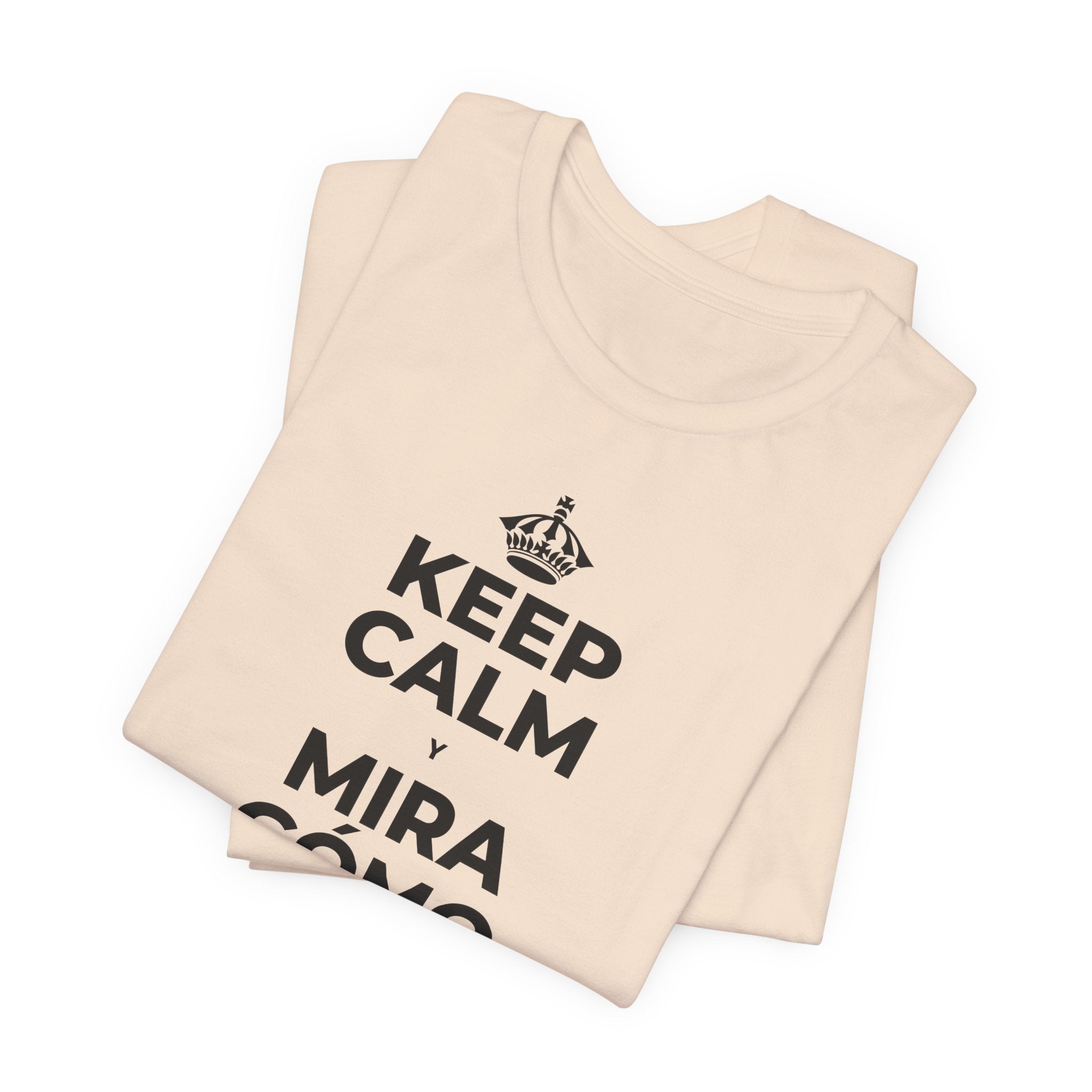 KEEP CALM Y MIRA CÓMO CAMBIAN LAS HOJAS T-Shirt (Soft Cream–Heather Mauve)