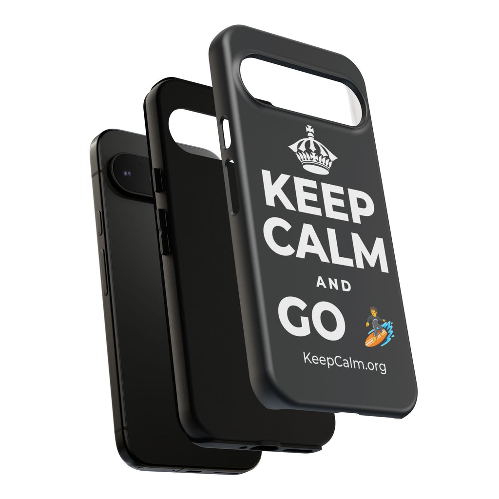 KEEP CALM AND GO 🏄 Phone Case (Dark)