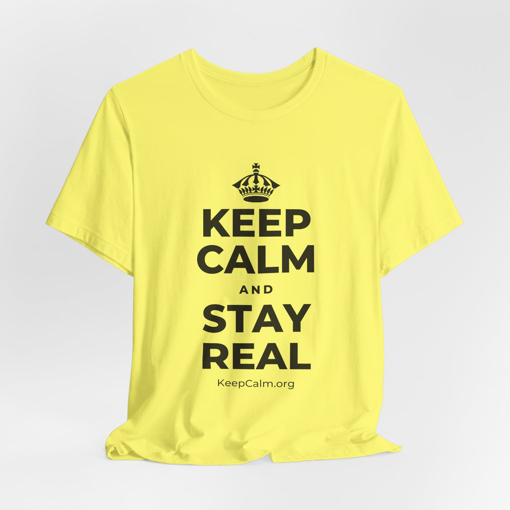 KEEP CALM AND STAY REAL T-Shirt (Soft Cream–Heather Mauve)