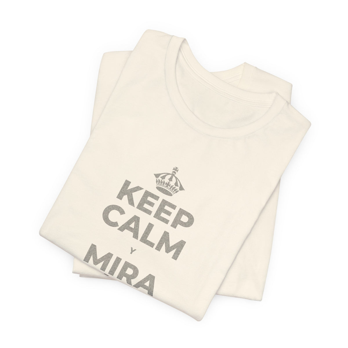 KEEP CALM Y MIRA CÓMO CAMBIAN LAS HOJAS T-Shirt (White–Asphalt)